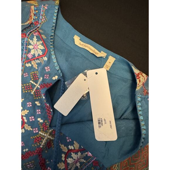 NEW Soft Surroundings‎ Mirapani Embroidered Floral Midi Dress M Boho - Picture 9 of 12